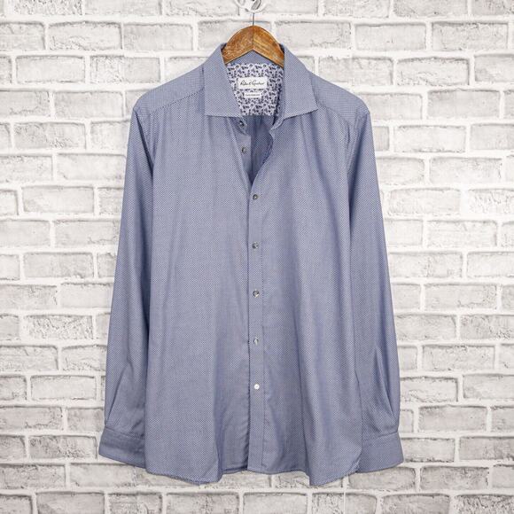 Robert Graham Tailored Fit Button up Shirt in Blue mini check Men's 17.5 - Picture 1 of 7